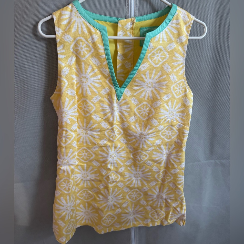Sail to Sable V-Neck Tunic Sleeveless Shirt Cotton Linen Blend